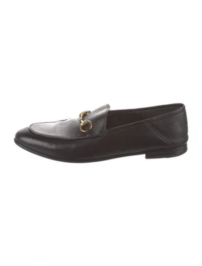 Pre-owned Gucci Horsebit Accent Leather Loafers In Black
