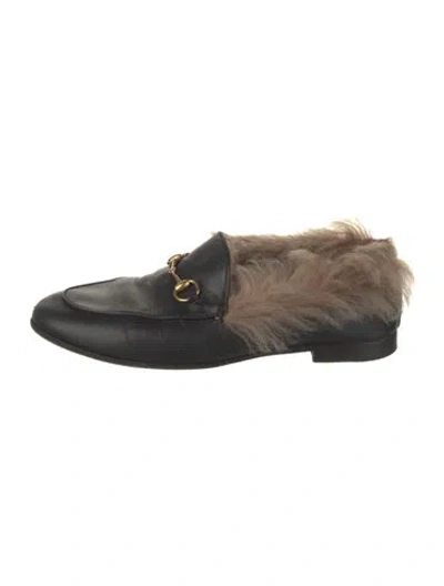 Pre-owned Gucci Horsebit Accent Leather Loafers In Black