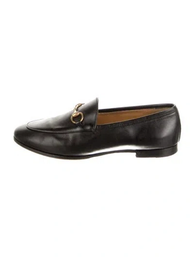 Pre-owned Gucci Horsebit Accent Leather Loafers In Black