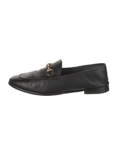 Pre-owned Gucci Horsebit Accent Leather Loafers In Black