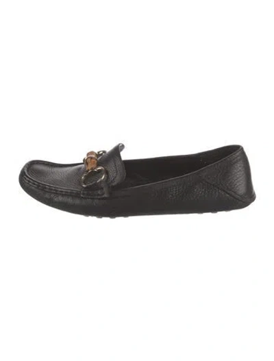 Pre-owned Gucci Horsebit Accent Leather Loafers In Black