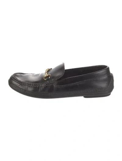 Pre-owned Gucci Horsebit Accent Leather Loafers In Black