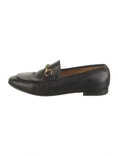 Pre-owned Gucci Horsebit Accent Leather Loafers In Black