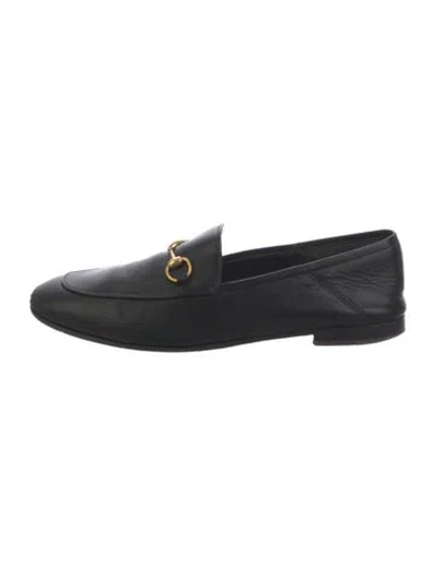 Pre-owned Gucci Horsebit Accent Leather Loafers In Black