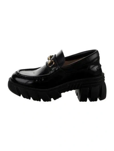 Pre-owned Gucci Horsebit Accent Leather Loafers In Black