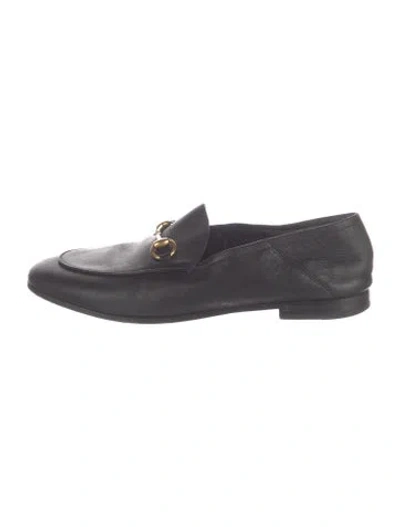 Pre-owned Gucci Horsebit Accent Leather Loafers In Black