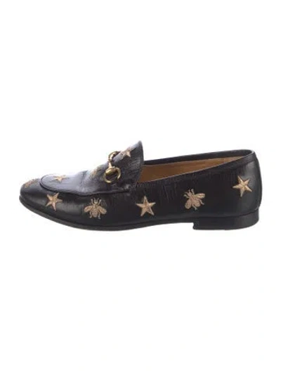 Pre-owned Gucci Horsebit Accent Leather Loafers In Black