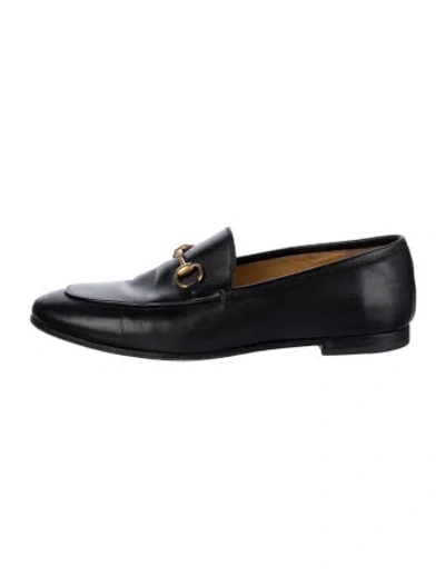 Pre-owned Gucci Horsebit Accent Leather Loafers In Black