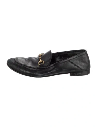 Pre-owned Gucci Horsebit Accent Leather Loafers In Black