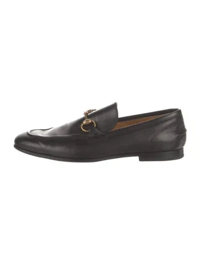 Pre-owned Gucci Horsebit Accent Leather Loafers In Black