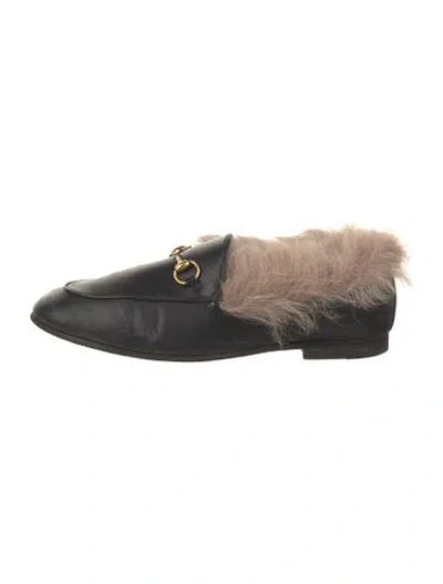 Pre-owned Gucci Horsebit Accent Leather Loafers In Black