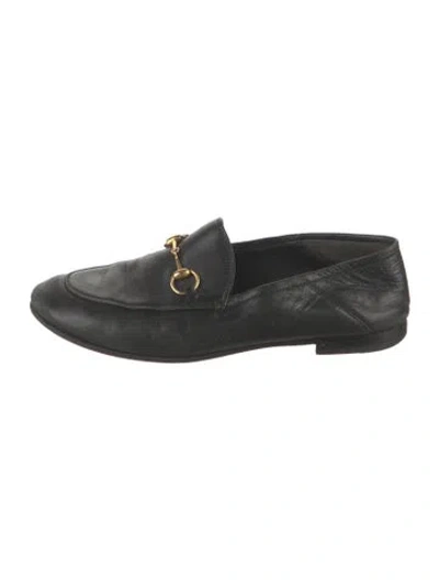 Pre-owned Gucci Horsebit Accent Leather Loafers In Black