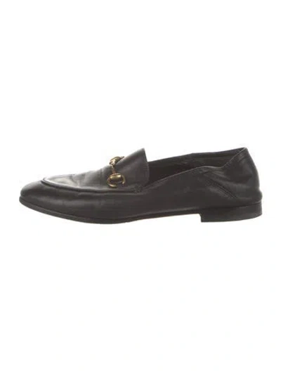 Pre-owned Gucci Horsebit Accent Leather Loafers In Black