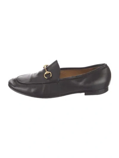 Pre-owned Gucci Horsebit Accent Leather Loafers In Black