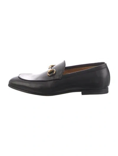 Pre-owned Gucci Horsebit Accent Leather Loafers In Black