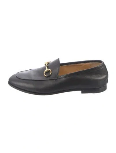 Pre-owned Gucci Horsebit Accent Leather Loafers In Black