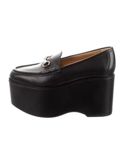 Pre-owned Gucci Horsebit Accent Leather Loafers In Black