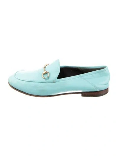 Pre-owned Gucci Horsebit Accent Leather Loafers In Blue