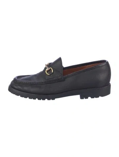 Pre-owned Gucci Horsebit Accent Leather Loafers In Blue