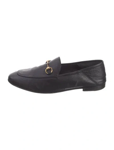 Pre-owned Gucci Horsebit Accent Leather Loafers In Blue