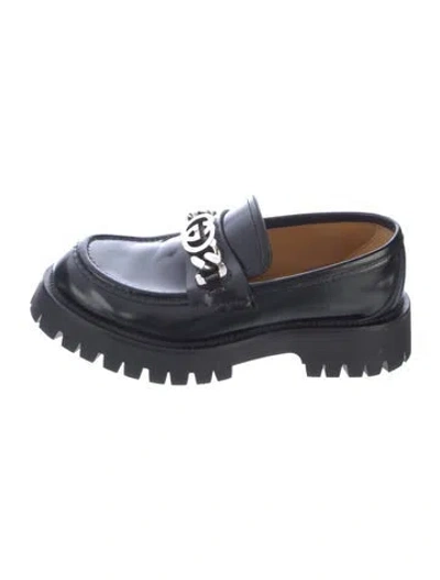 Pre-owned Gucci Horsebit Accent Leather Loafers In Blue