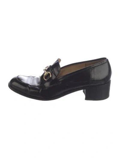 Pre-owned Gucci Horsebit Accent Leather Loafers In Blue