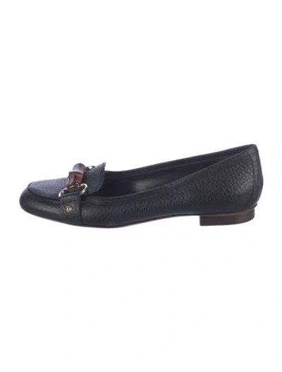 Pre-owned Gucci Horsebit Accent Leather Loafers In Blue