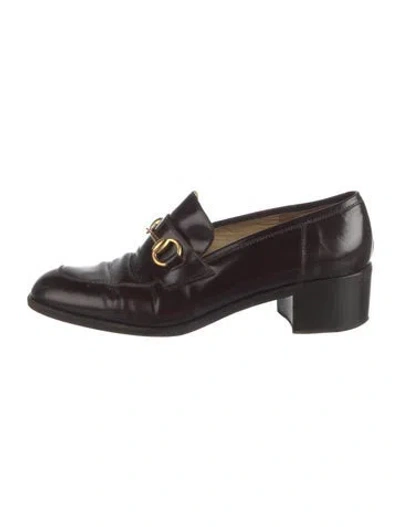 Pre-owned Gucci Horsebit Accent Leather Loafers In Brown