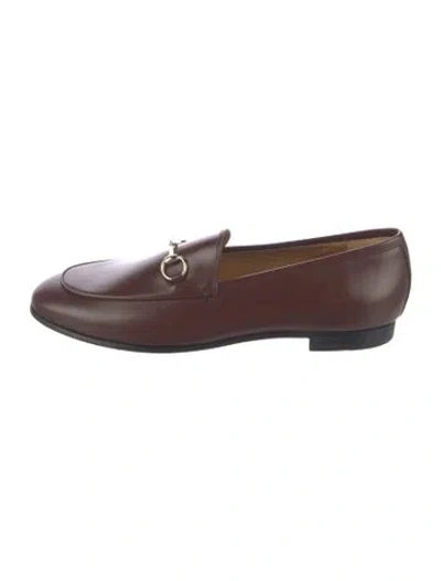 Pre-owned Gucci Horsebit Accent Leather Loafers In Brown
