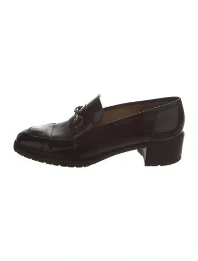 Pre-owned Gucci Horsebit Accent Leather Loafers In Brown