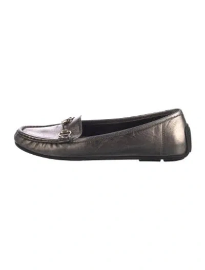 Pre-owned Gucci Horsebit Accent Leather Loafers In Gray
