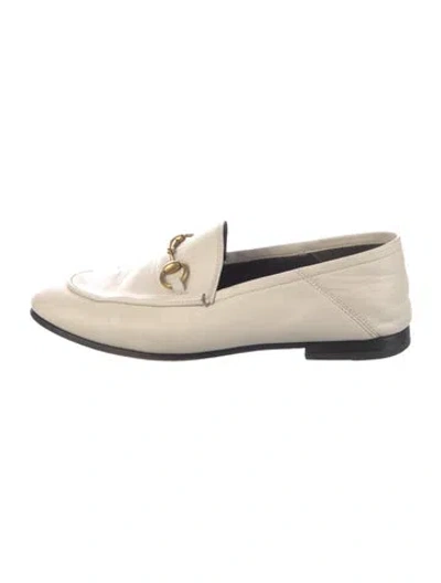 Pre-owned Gucci Horsebit Accent Leather Loafers In Neutral