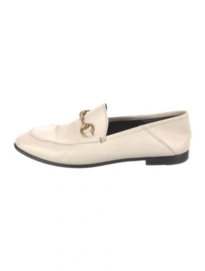 Pre-owned Gucci Horsebit Accent Leather Loafers In Neutral