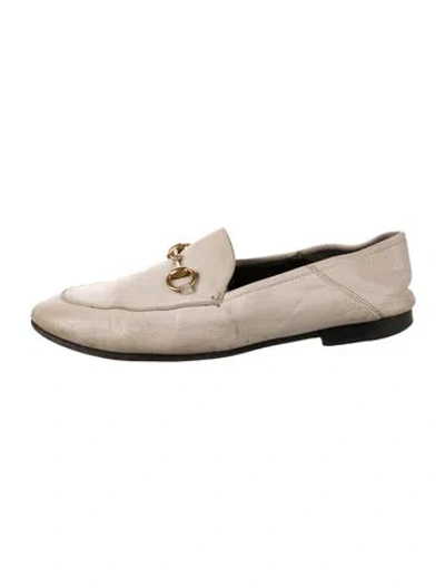 Pre-owned Gucci Horsebit Accent Leather Loafers In Neutral