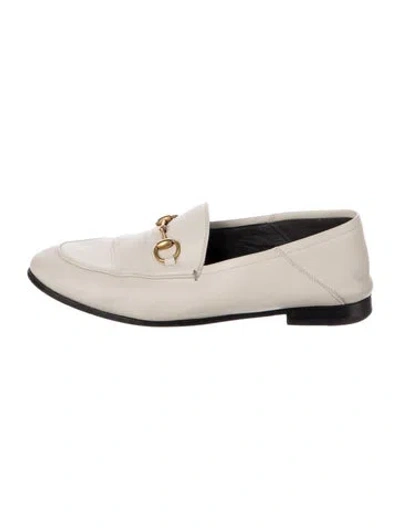 Pre-owned Gucci Horsebit Accent Leather Loafers In Neutral