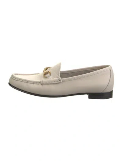 Pre-owned Gucci Horsebit Accent Leather Loafers In Neutral