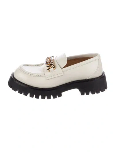 Pre-owned Gucci Horsebit Accent Leather Loafers In Neutral