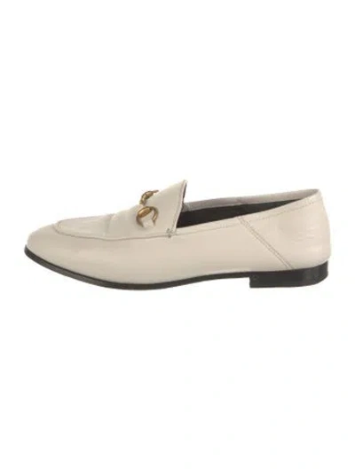 Pre-owned Gucci Horsebit Accent Leather Loafers In Neutral