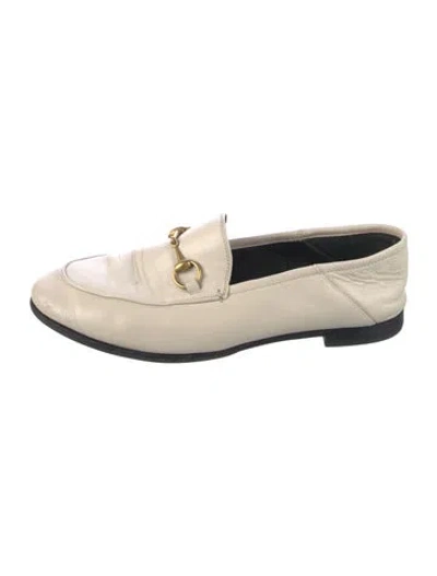 Pre-owned Gucci Horsebit Accent Leather Loafers In Neutral
