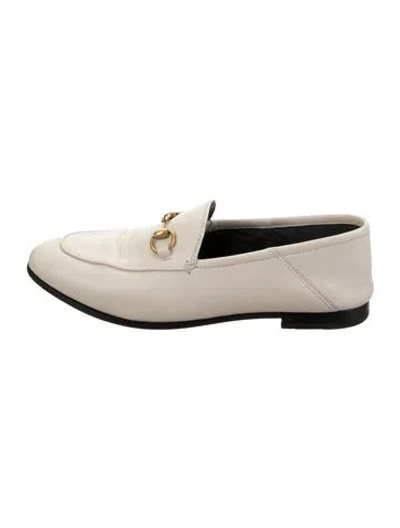 Pre-owned Gucci Horsebit Accent Leather Loafers In Neutral