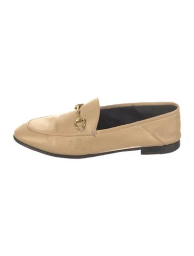 Pre-owned Gucci Horsebit Accent Leather Loafers In Neutral
