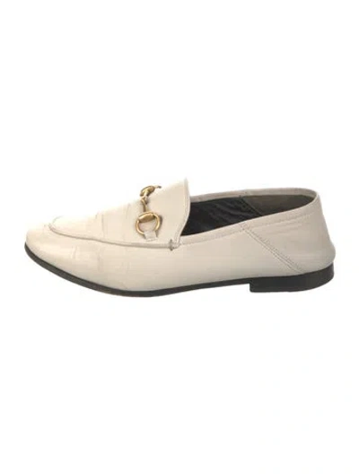 Pre-owned Gucci Horsebit Accent Leather Loafers In Neutral