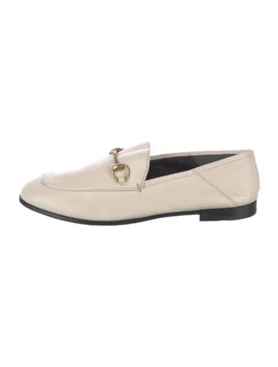 Pre-owned Gucci Horsebit Accent Leather Loafers In Neutral