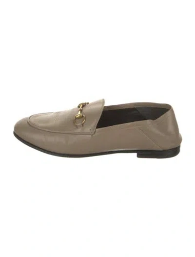 Pre-owned Gucci Horsebit Accent Leather Loafers In Neutral