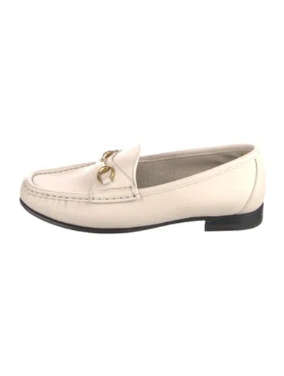 Pre-owned Gucci Horsebit Accent Leather Loafers In Neutral