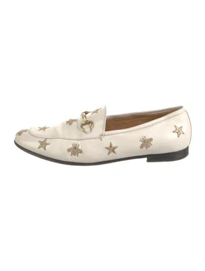 Pre-owned Gucci Horsebit Accent Leather Loafers In Neutral