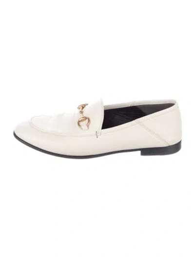 Pre-owned Gucci Horsebit Accent Leather Loafers In Neutral