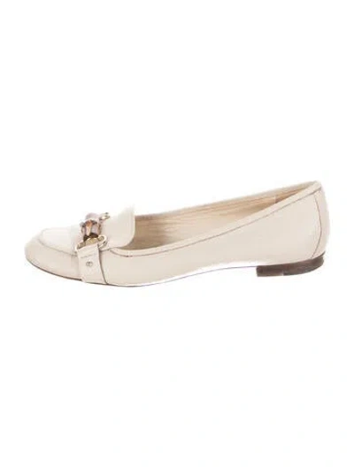 Pre-owned Gucci Horsebit Accent Leather Loafers In Neutral