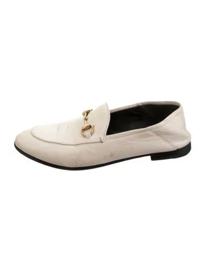 Pre-owned Gucci Horsebit Accent Leather Loafers In Neutral
