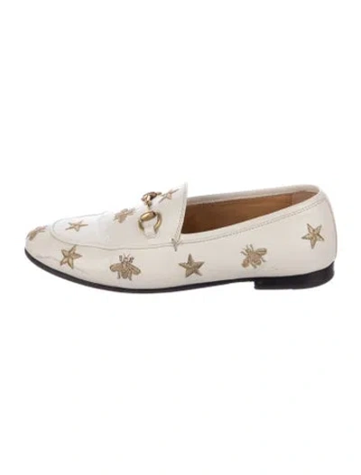 Pre-owned Gucci Horsebit Accent Leather Loafers In Neutrals
